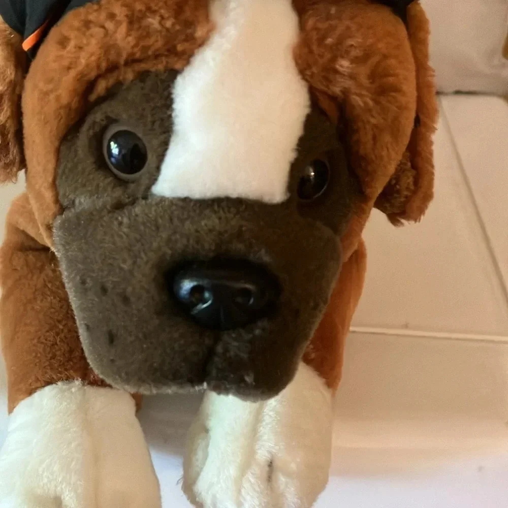 Harley Davidson St. Bernard Plush Dog w/Logo Bandana. 2003 Brown & White VGUC
